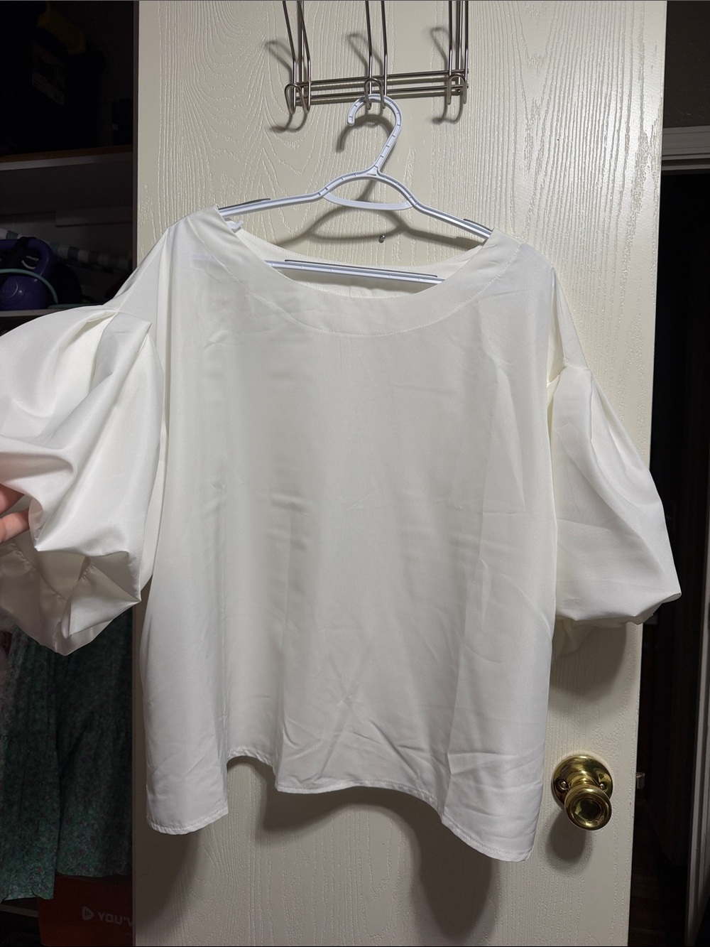 Amazon Women's Cream Puff-Sleeve Blouse
